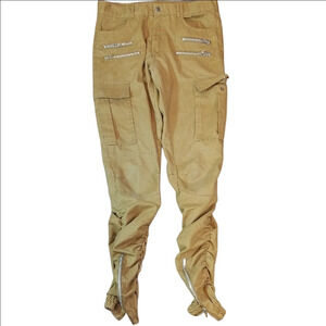 American Stitch Tan Cargo Pants with Ruched Legs